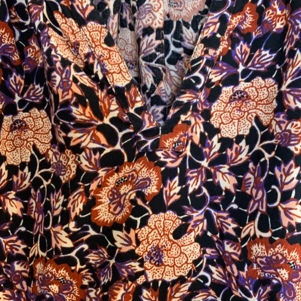 Ulla Johnson Evie Blouse Womens Size 2 Puff-Sleeve Midnight Floral Top Boho